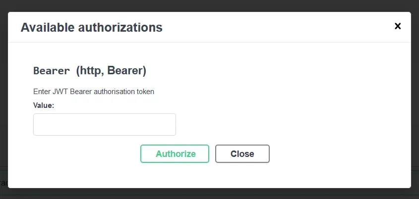 Swagger UI showing padlock authorization button on endpoints